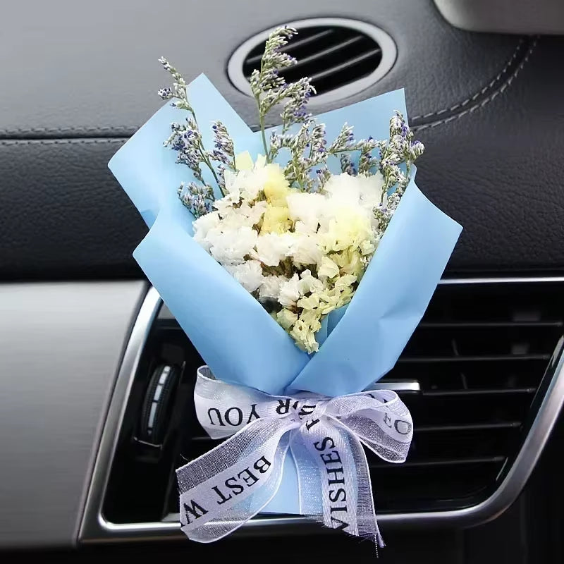 Creativity Dried Flowers Bouquet Car Perfume Air Vent Clip Mini Bouquet Eternal Flower Car Accessories Interior Ornament
