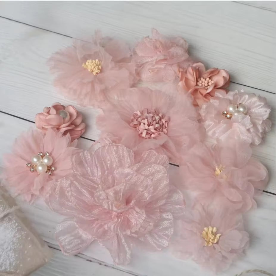 10Pcs/Set Mix Fabric Flowers Simulation Flower Head Decoration Flowers for DIY Accessories