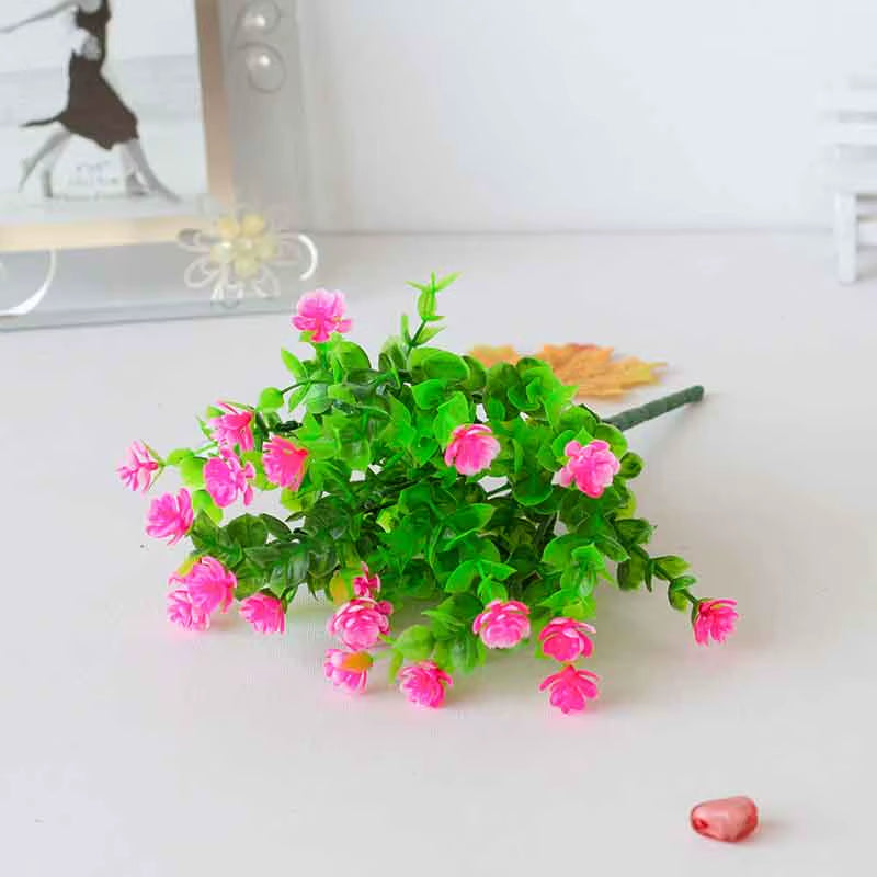 1 Bundle Outdoor Artificial Flowers UV Resistant Greenery Shrubs Plants Fake Flower Greenery for Office Wedding Garden Decor