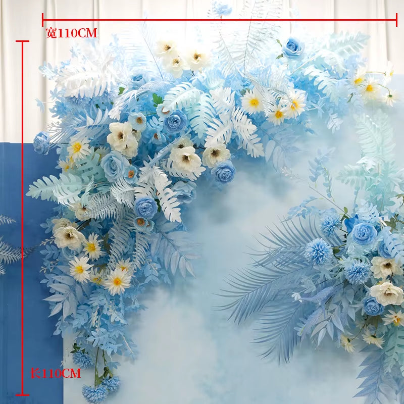 Artificial Flower Row Wedding Floral Arrangement, Blue Series, Table Flower Row, Road Lead, T Stage Backdrop, Custom Flower Ball
