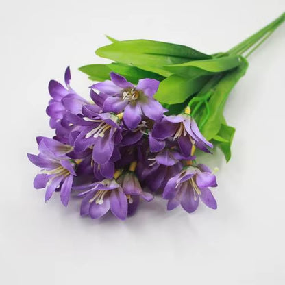 Lovely Artificial Mini Lily Flower Bouquet Home Wedding Decor 24 Flowers on 1 Piece Fake Flowers for Desktop Office Home Decor