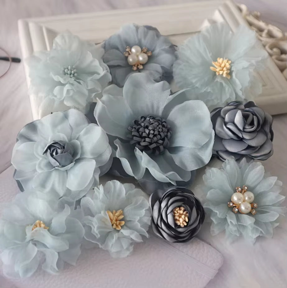 10Pcs/Set Mix Fabric Flowers Simulation Flower Head Decoration Flowers for DIY Accessories