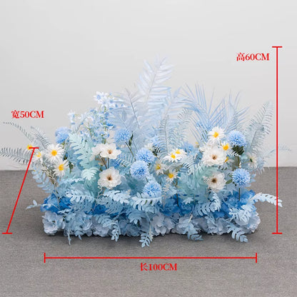 Artificial Flower Row Wedding Floral Arrangement, Blue Series, Table Flower Row, Road Lead, T Stage Backdrop, Custom Flower Ball