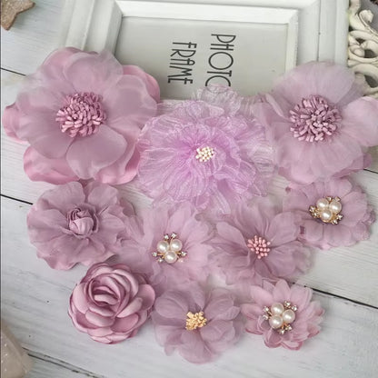 10Pcs/Set Mix Fabric Flowers Simulation Flower Head Decoration Flowers for DIY Accessories