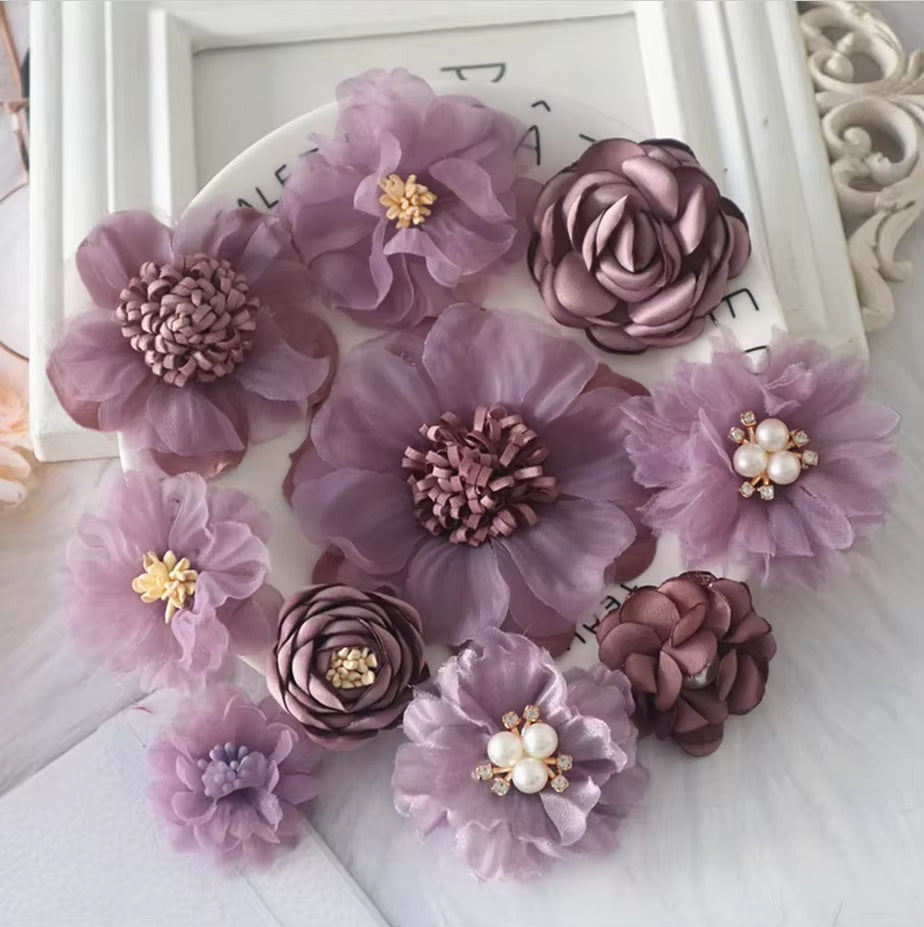 10Pcs/Set Mix Fabric Flowers Simulation Flower Head Decoration Flowers for DIY Accessories