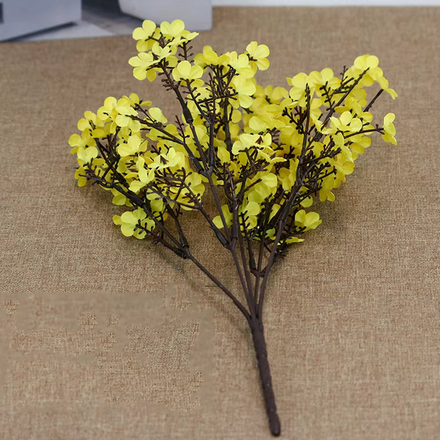 Silk White Cherry Blossom Artificial Flowers Artificial Flowers Bouquet for Wedding Home Room Decoration Babysbreath Wholesale