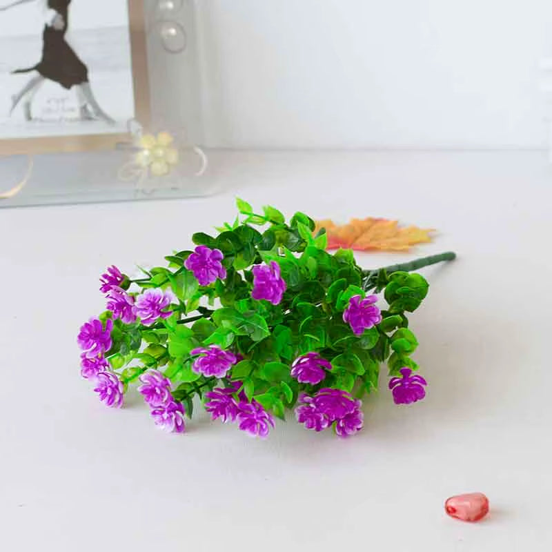 1 Bundle Outdoor Artificial Flowers UV Resistant Greenery Shrubs Plants Fake Flower Greenery for Office Wedding Garden Decor