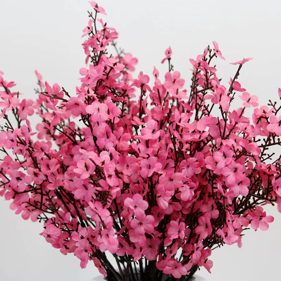 Silk White Cherry Blossom Artificial Flowers Artificial Flowers Bouquet for Wedding Home Room Decoration Babysbreath Wholesale
