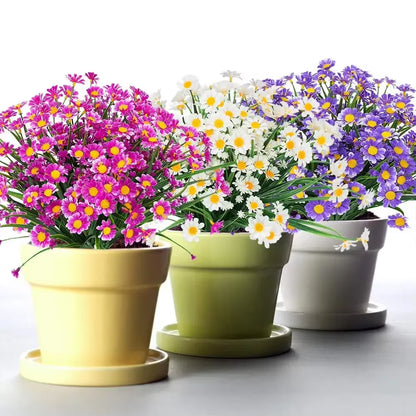1 Bundles Outdoor Artificial Daisies Fake Flowers UV Resistant Shrubs, Hanging Plants Garden Porch Home Wedding Farmhouse Decor
