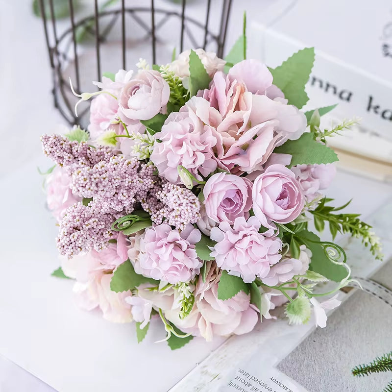 Nordic Artificial Flower Rose Holding Wedding Bouquet Silk Flower for Home Party Table Decoration Fall Decorations Fake Flower